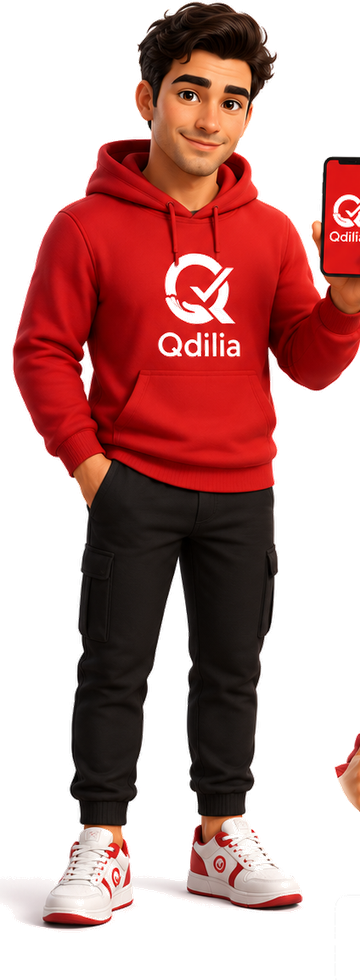 Mascotte Qdilia présentant l'application